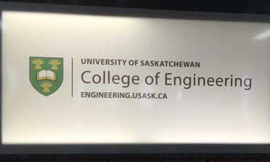 Framed picture of logo and text of University of Saskatchewan College of Engineering